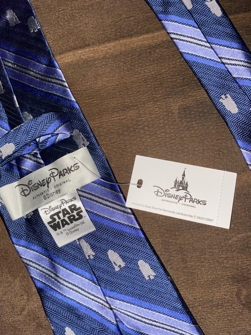 Disney Star Wars Navy & Light Blue Striped Men’s Tie NWT 100% Silk “R2-D2”